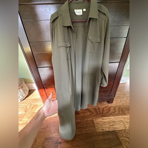 Dark Green, Long Shirt/Over Shirt/Jacket - Picture 5 of 7